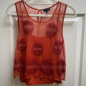 Topshop Sheer Sequin Crop Top